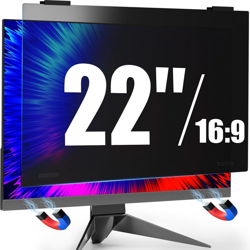 BOVORY 22 Inch Privacy Screen Hanging for Computer Monitor 16:9 Aspect Ratio, Magnetic Anti Glare Blue Light Private Protector Eye Care,Removable Anti Spy Filter Shield for Digital Workplaces - Image 1